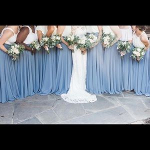 “Dusty Blue” chiffon maxi skirt